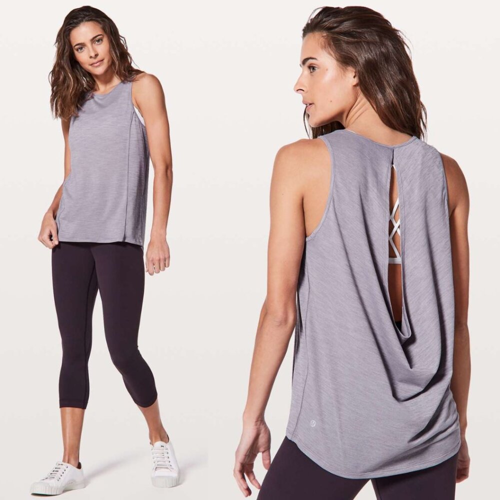 Lululemon Lavender Seriously Light Luon Low Key Open Back Tank